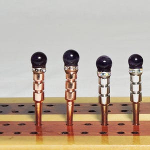 Natural Purple Amethyst Stone Bead - Cribbage Peg SET OF 2 PEGS - Gaming Supplies