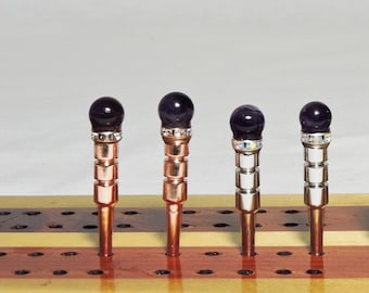 Natural Purple Amethyst Stone Bead - Cribbage Peg SET OF 2 PEGS - Gaming Supplies