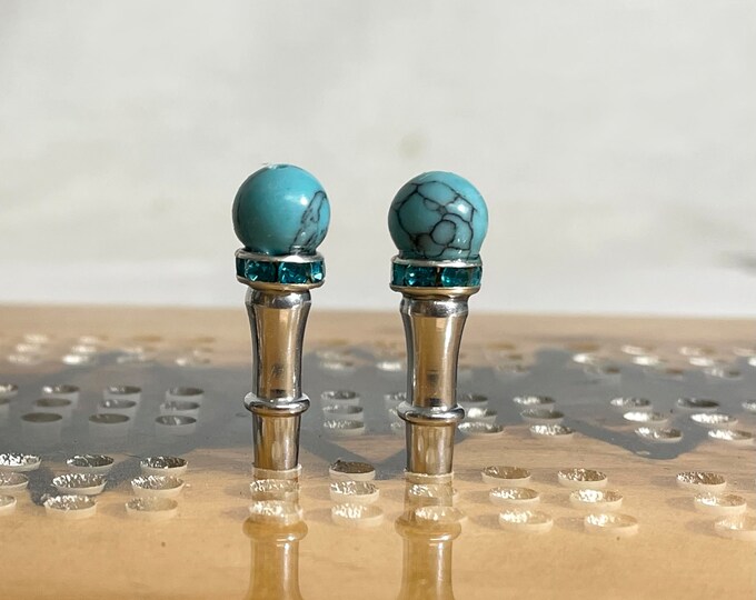 Cribbage Scoring Pegs Stunning Blue Turquoise. 8mm Natural Bead on a