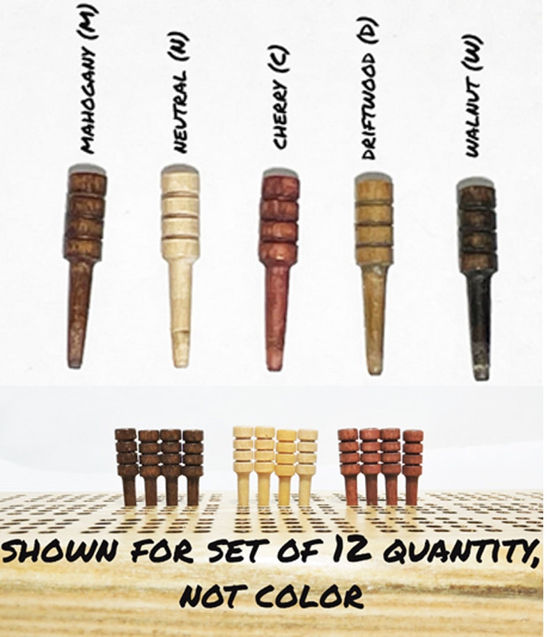 Wooden Replacement Pegs Sets of 6,9,12,15,20, or individually. Kitchen Grocery List Pegs, Game Pieces image 7