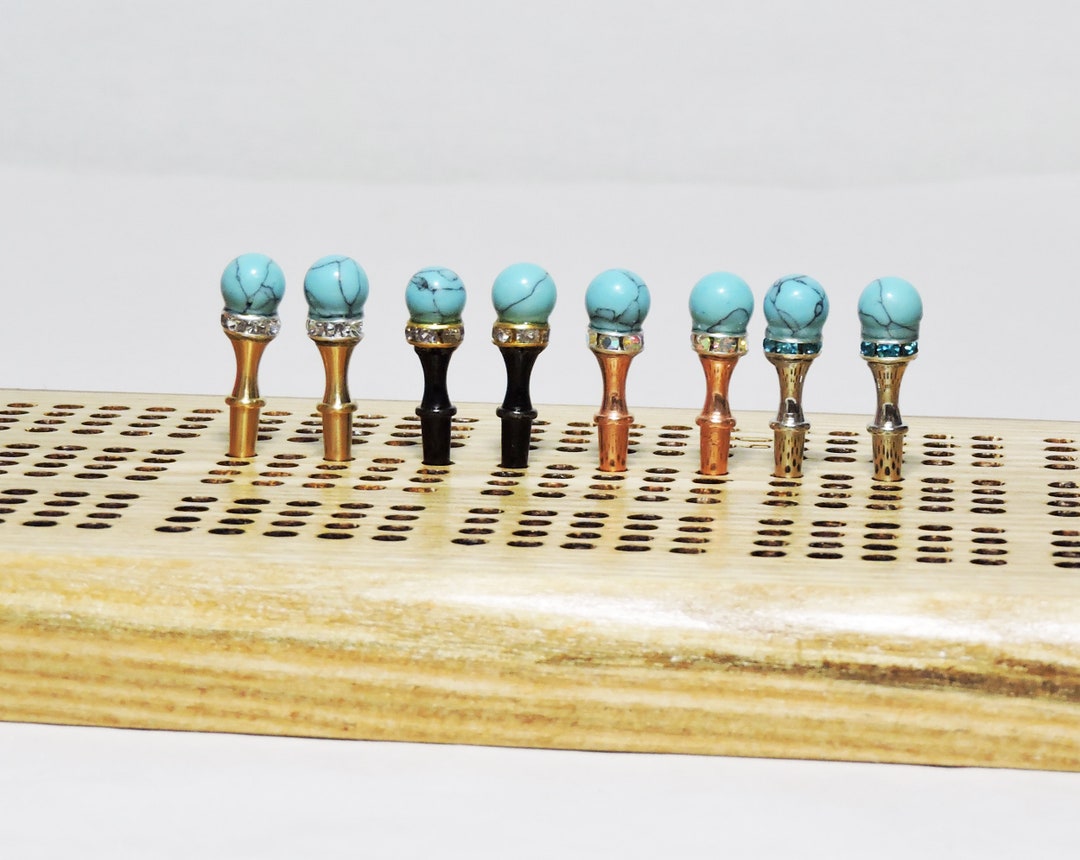 Natural Turquoise Stone Cribbage Pegs your Choice of Silver Peg, Copper