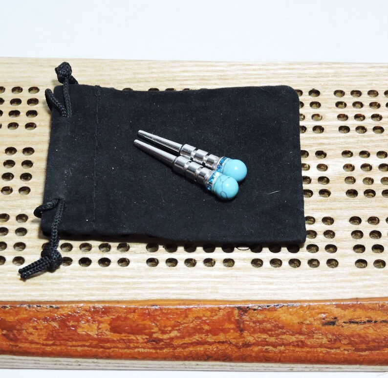 Natural Turquoise OR Dalmatian Jasper Cribbage Pegs Choose Turquoise OR Dalmation Jasper Sale is for your choice of 2 pegs image 8