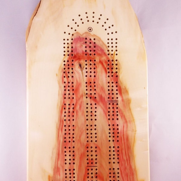 OOAK Cribbage juego de mesa -2 o 3 jugadores - madera Elder llama - incluye bolsa de tela