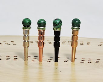 Green Malachite Cribbage Pegs Game Scoring Markers. WE game - Kitchen Grocery Pins - Cornhole