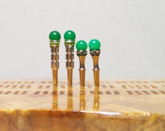 Malaysian Green Jade Cribbage Pegs: SET OF 2 PEGS Stone Bead Gaming Supply
