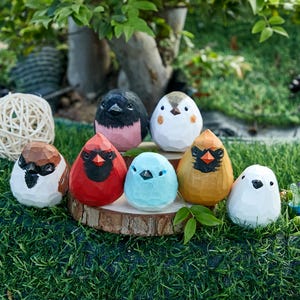 手作りの木彫りの鳥のミニチュア置物 | カーディナルバード | ロビン | シジュウカラ | フィンチ | ホームデコレーション | オーナメント | お子様の誕生日プレゼント