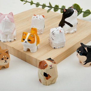 Creative Handmade Wooden Cat Statue,Hand Carved Cat Jewelry,Small Wood Cat,Desk Decor,Cat Collector Gift,Unique Cat Lover Gift,Holiday Decor