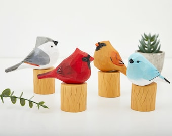 5 Styles Hand Made Wooden Bird Ornaments for Wood Carving Enthusiasts,Bird Ornament,Handmade Cardinal Wood Carving Bird,Gift for Bird Lovers