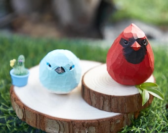 Hand Carved Wooden Bird Ornaments,Chubby Robin Figurine,Wooden Bird Figurine Ornament,Gift for Bird Lovers,Birthday Gift, Christmas gif