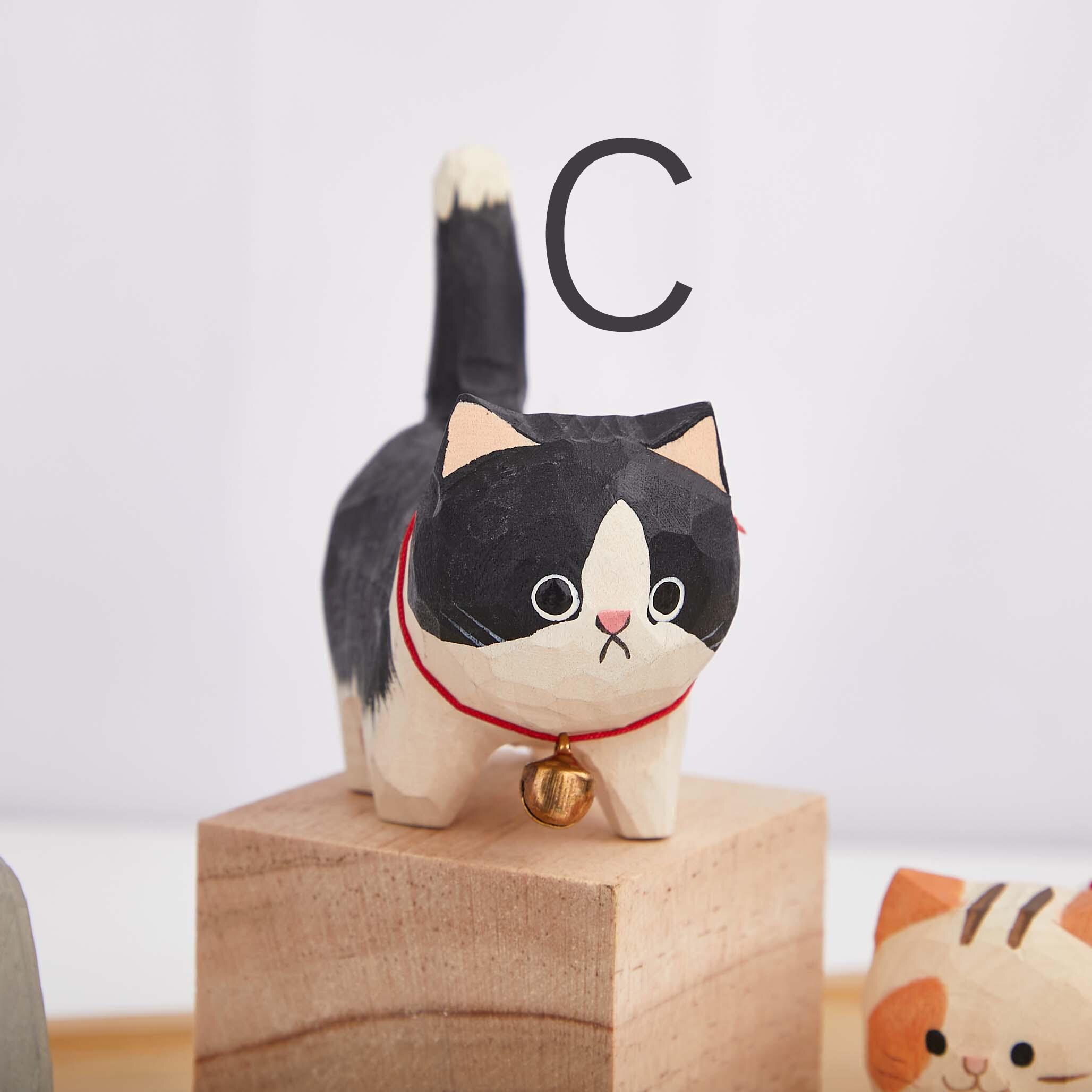 Handmade Wooden Cat Figurine,hand Craft Wood Art,unique Cat Lover Gift ...