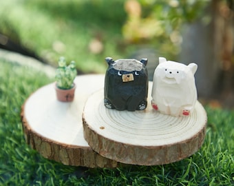 Pequena estátua de urso de madeira, decoração de animal fofo, animal esculpido em miniatura de urso, decoração de mesa, presentes inspirados na natureza, presentes para ela