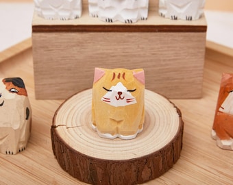Handmade Wooden Cat Figurine, Wooden Cat, Cat Wooden Ornaments, Wooden Ornaments, Desk Decor, Animals Lovers Gift, Unique Cat Lover Gift