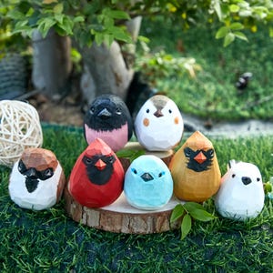 Handgefertigte Holz Schnitzerei Vogel Miniature Figur Kardinalvogel| Rotkehlchen | Meise | Fink | Wohnkultur | Verzierung | Kindergeburtstagsgeschenke