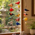 Personalized Hand-Carved Hand Painted Wooden Bird Ornament String, Bird Window Decor, Rustic Woodland Ornament, Gift for Bird Lovers