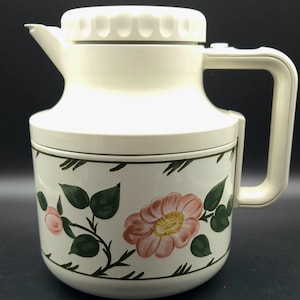 Vintage Wild Rose Metal Thermos /Carafe & Lid | Made in Germany by Villeroy and Boch