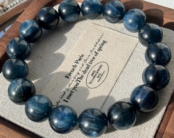 13mm Natural Kyanite Beaded Bracelet | Self-Expression | Calming | Men’s Bracelet | Gemstone Jewelry