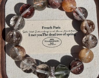 13mm Natural Multicolor Phantom Quartz Beaded Bracelet | Garden Phantom Quartz
