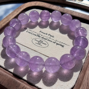 12mm Natural Lavender Amethyst Beaded Bracelet | Women’s Bracelet | Gifts for Her | Dreamy Lavender Purple