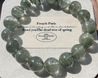 11mm Natural Green Phantom Quartz Beaded Bradelet
