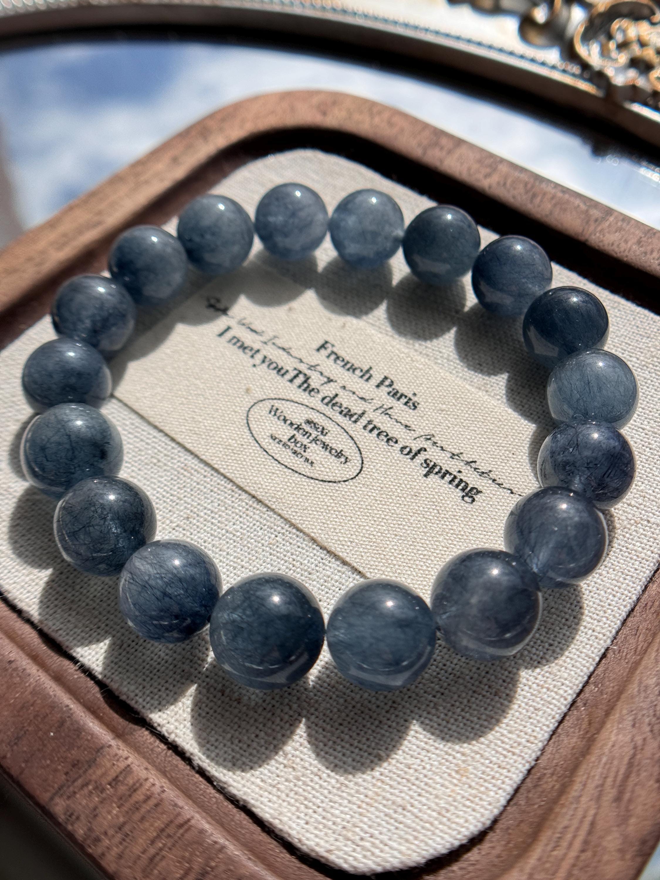 11mm Rare Natural Blue Rabbit Hair Rutilated Quartz Bracelet - Etsy