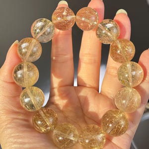 16mm Natural Golden Rutilated Quartz Beaded Bracelet 16米天然透体维纳斯金发晶圆珠手串