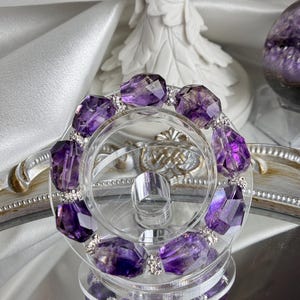 Natural Excellent Quality Purple Super Seven Quartz Bracelet 天然高品透体紫超七随形手串