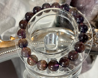 10mm Natural Bloodshot Iolite Beaded Bracelet | Gemstone Jewelry