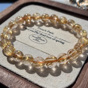 8mm Natural Golden Rutilated Quartz Beaded Bracelet