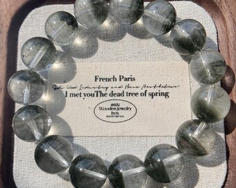 14mm Natural Zambian Green Phantom Quartz Beaded Bracelet | Growth & Transformation