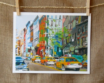 NYC Taxi Painting: West Side Manhattan Art Print by Gwen Meyerson