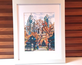 Philadelphia Rittenhouse Square. Frame. White Wood, Black Wood Cityscape Painting by Gwen Meyerson