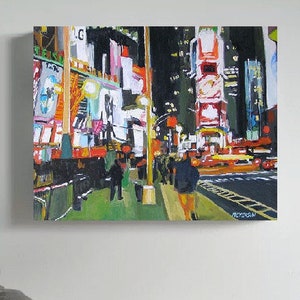 Broadway Times Square New York Art, Living Room Decor. NYC Cityscape Art Print of Painting by Gwen Meyerson image 2