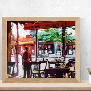 NYC Restaurant Painting: Hell&#39;s Kitchen Cafe Interior Art Print
