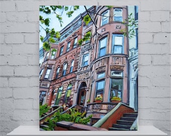 Impression d'art de Brooklyn peinture Brownstone, peinture de la ville de New York, paysage urbain de New York. Pente du parc. Bklyn Art. Gwen Meyerson