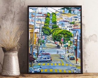 Lombard Street San Francisco Art California,  cityscape Painting by Gwen Meyerson