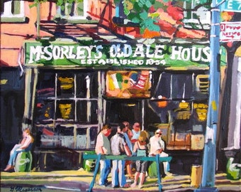 McSorley's Ale House Irish Pub New York Art Saint Patricks Day Painting Square Wall Decor by Gwen Meyerson