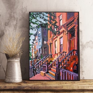 Brooklyn Brownstone Art Print: Park Slope Cityscape, Living Room Decor