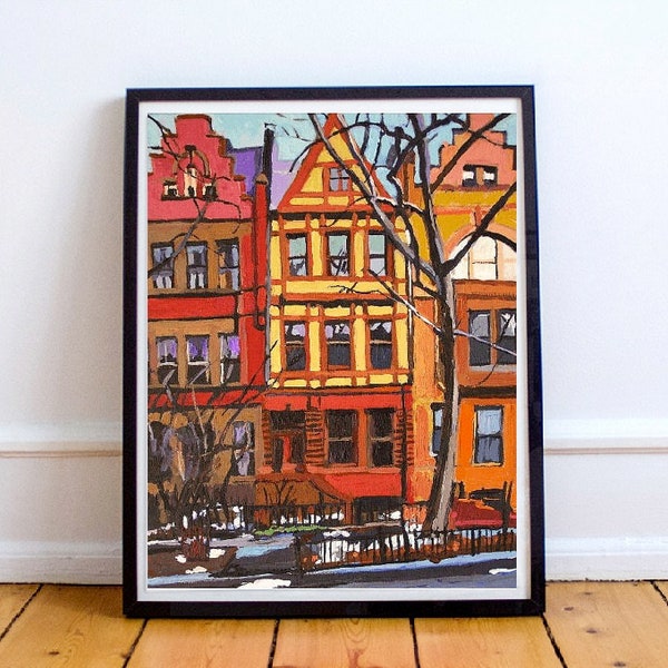 Hamilton Heights NYC Art Print: Dutch Architecture Painting, Gwen Meyerson