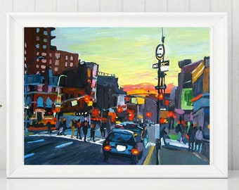 West Village Art, NYC Painting of Greenwich Village Sunset, 8x10, New York Cityscape Gwen Meyerson