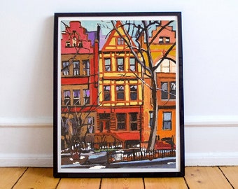 NYC Painting, New York Art Hamilton Heights, Washington Heights Dutch Architecture Painting by Gwen Meyerson