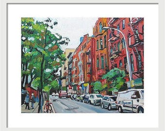 New York Cityscape Art Gift. NYC Painting, Manhattan Red Buildings,  Wall Decor Wall Art Print 8x10, Painting by Gwen Meyerson