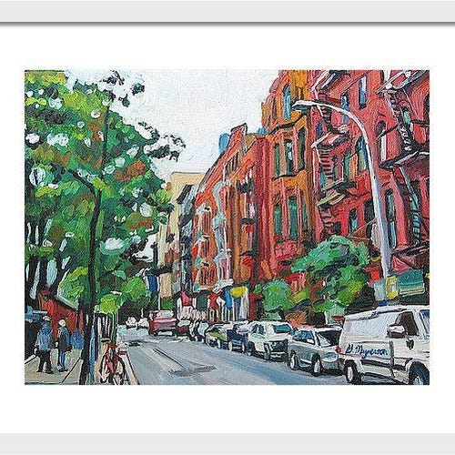 New York Art NYC Wall Art NYC Painting Red Buildings. Fine Etsy