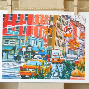 NYC Hells Kitchen Painting, Westside 9th Avenue Art Print. Cityscape Gwen Meyerson