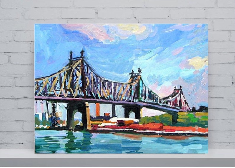 NYC Art. Queensboro Bridge. Queens. Long Island City. Astoria New York, 59th Street Bridge, Painting by Gwen Meyerson image 10