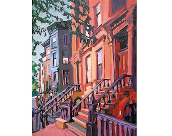 Brooklyn Brownstones Art Print: Park Slope NYC Architecture, Gwen Meyerson Painting