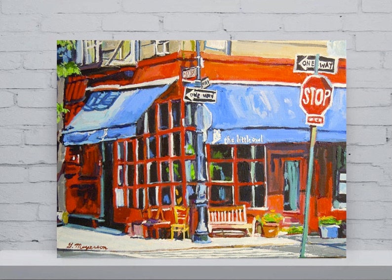 New York Art Greenwich Village Little Owl Wall Decor Red Etsy