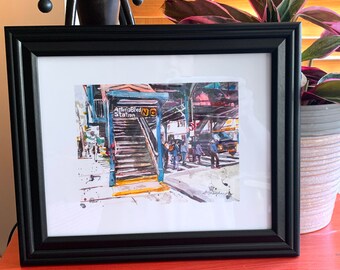 Astoria Boulevard Subway, Framed NYC Art, Queens Painting,  Black or White Wood Frame by Gwen Meyerson