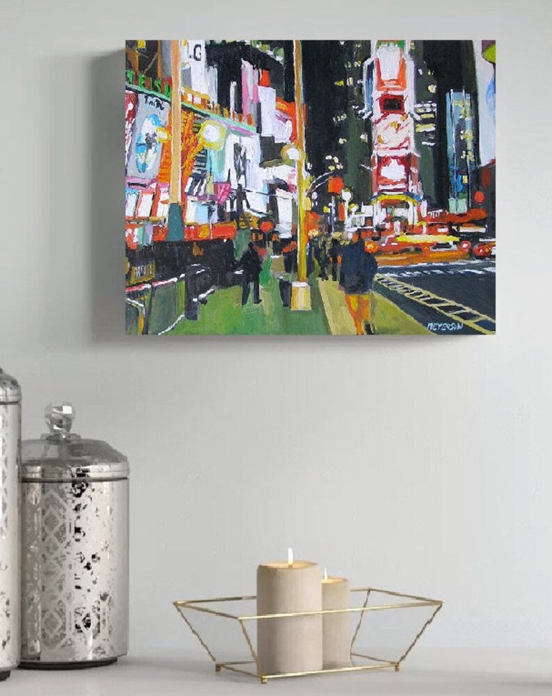 Broadway Times Square New York Art, Living Room Decor. NYC Cityscape Art Print of Painting by Gwen Meyerson image 2