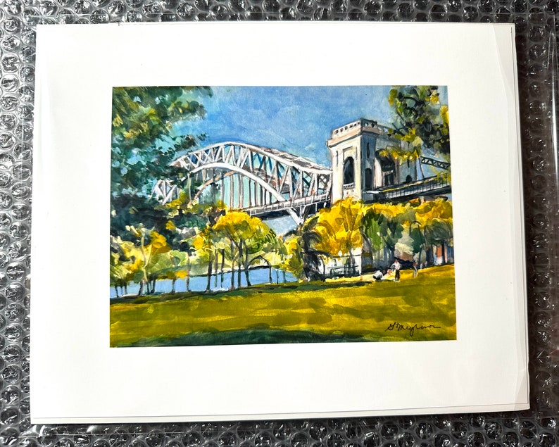 Hell Gate Bridge Astoria Queens NYC Print of Watercolor Painting by Gwen Meyerson image 4