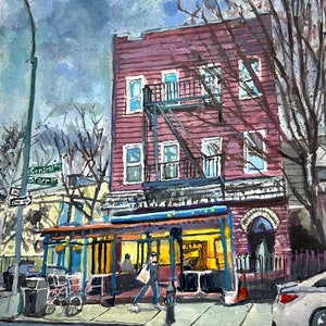 Bushwick Bakery, Brooklyn NYC Art Print from watercolor painting by Gwen Meyerson